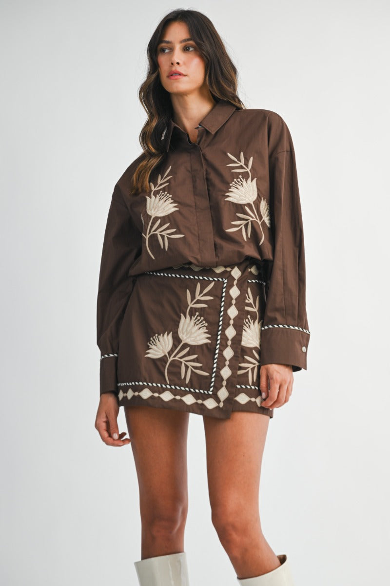 The Cocoa Bloom Embroidered Set