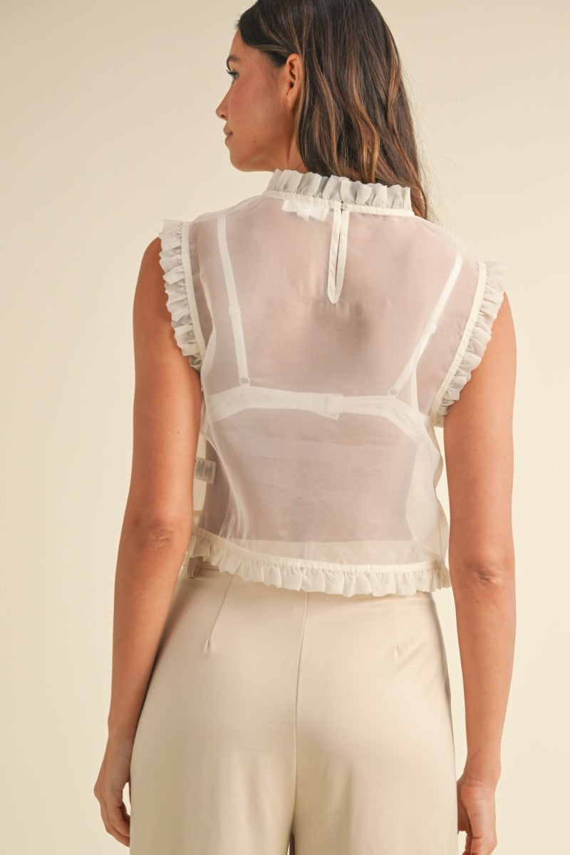 Sideline Seduction Sheer Bow Top