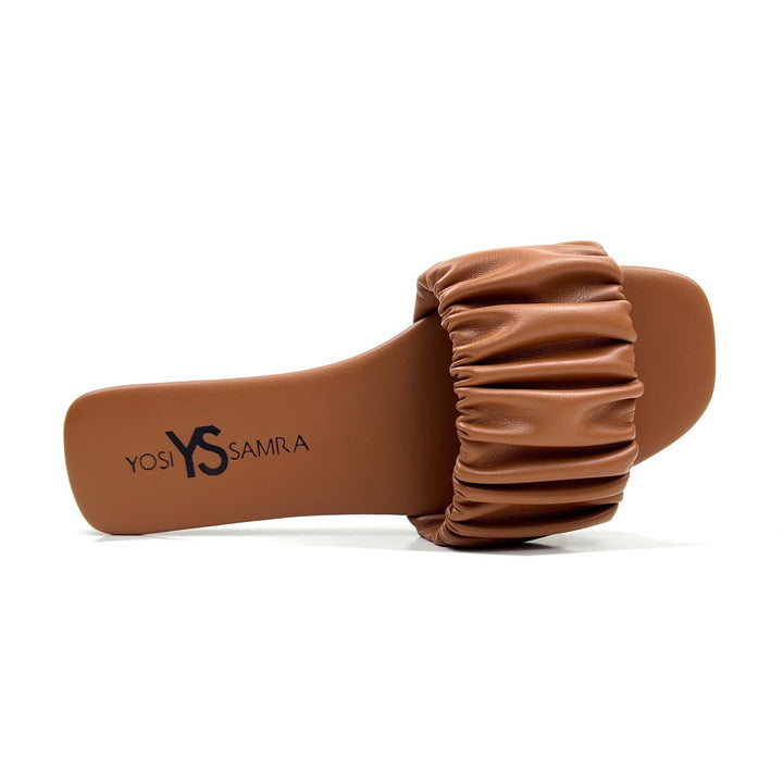 Yosi Samra: Naomi Ruched Sandal in Whiskey