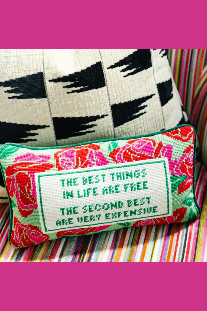 Best Things In Life Needlepoint Pillow