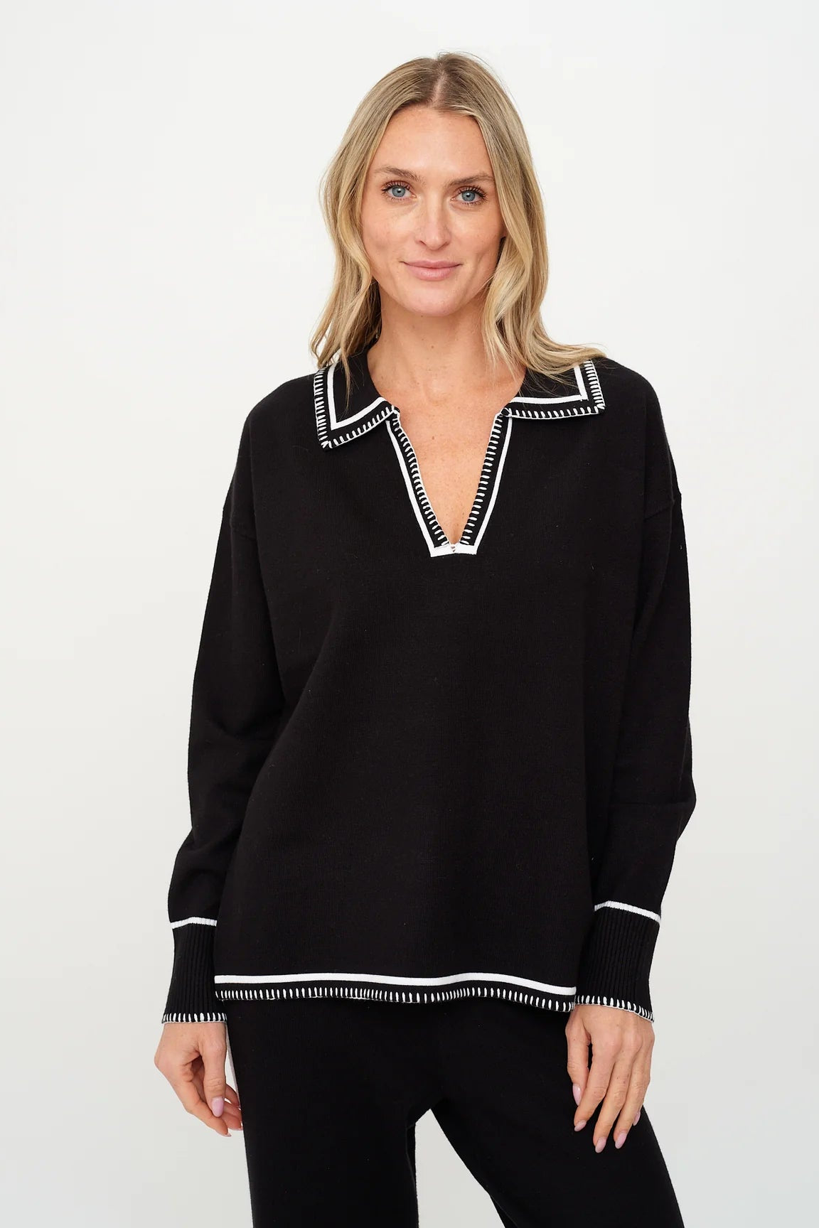 Kellie Stitched V-Neck Top