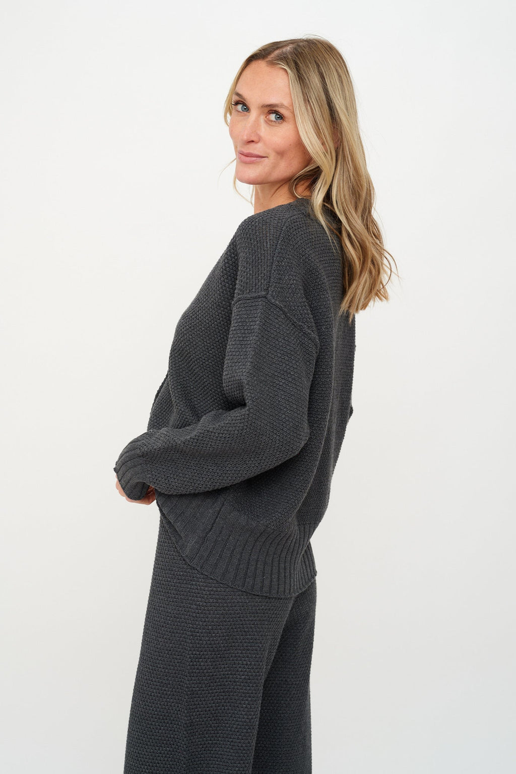 Molly Waffle Sweater Cardigan