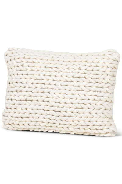 Handwoven Braided White Pillow 14X20