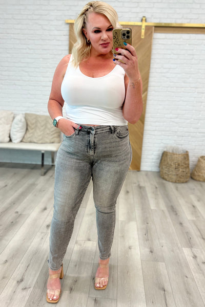 Judy Blue: On Mute High Rise Slim Jeans in Gray