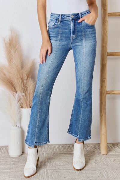 RISEN: High Rise Ankle Flare Jeans